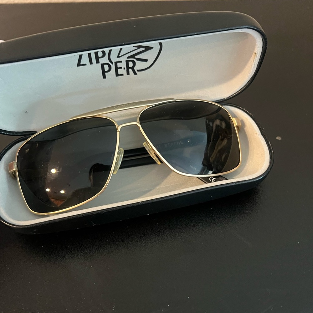 Zipper Gold and Black Aviator Sunglasses